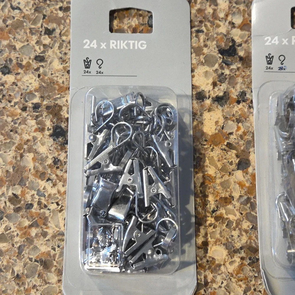 LOT OF 7 NEW 24 PACK IKEA RIKTIG CURTAIN HOOKS & CLIPS 802.122.01 WIRE SYSTEM